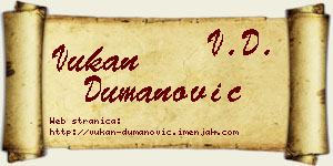 Vukan Dumanović vizit kartica